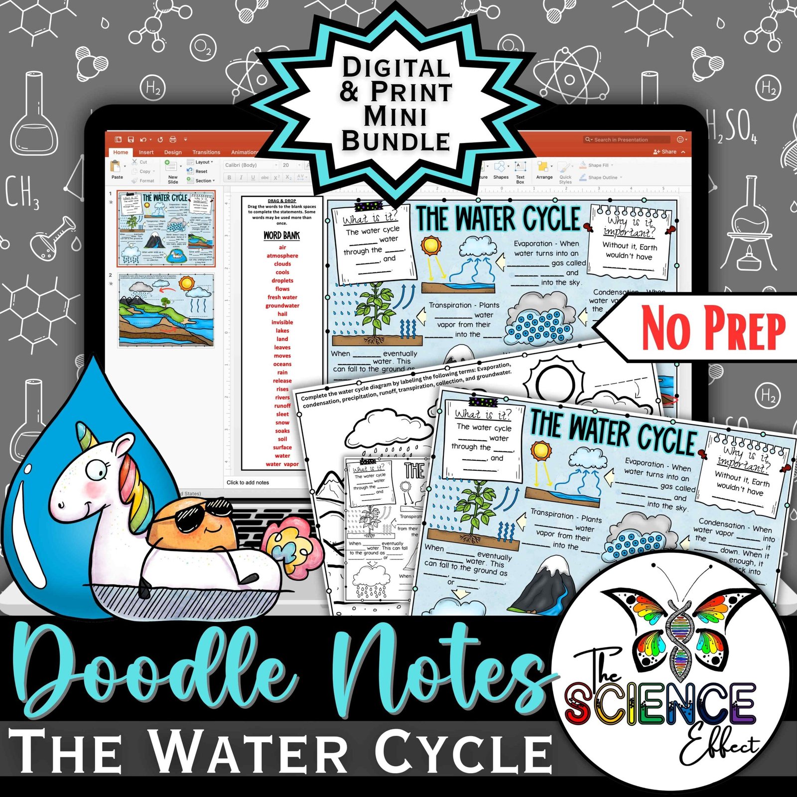 Water Cycle | Science Doodle Notes | Digital & Print Bundle