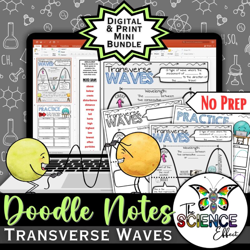 Transverse Waves ~ Science Doodle Notes ~ Digital & Print Bundle