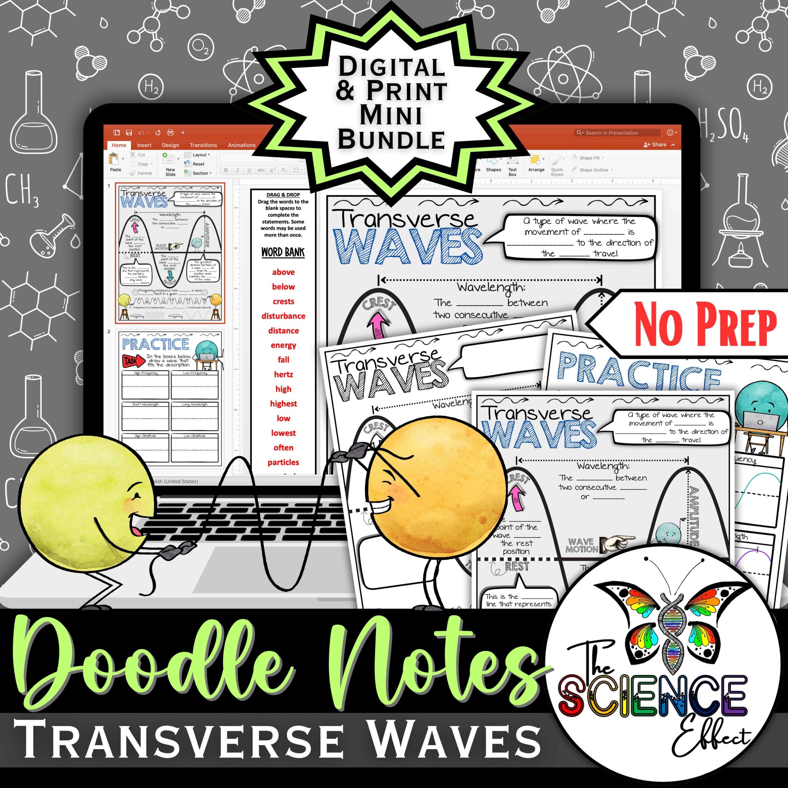 Transverse Waves ~ Science Doodle Notes ~ Digital & Print Bundle