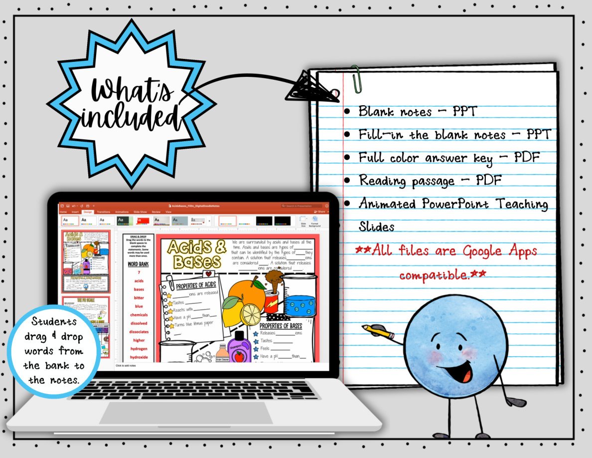 Digital Doodle Notes ~ Acids & Bases ~ pH Scale ~ Science Doodle Notes - Image 2