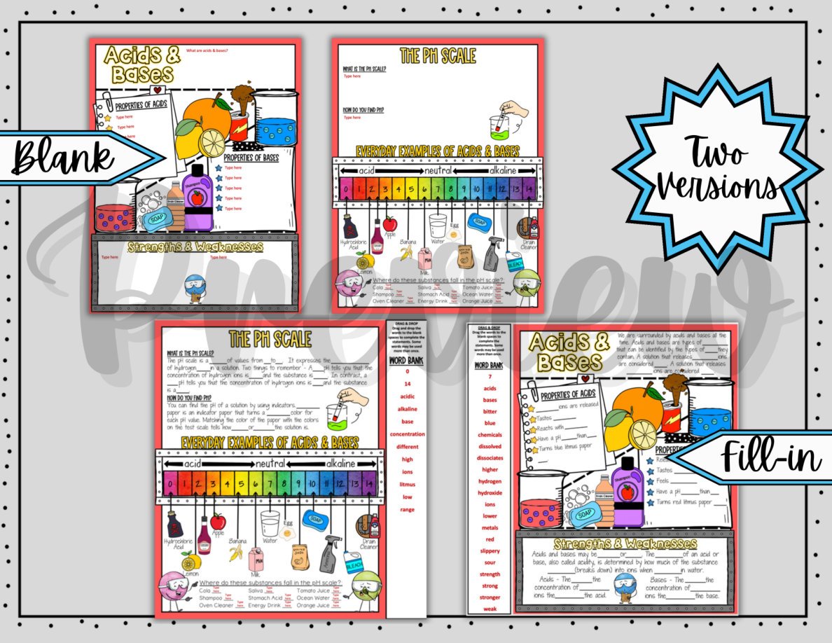 Digital Doodle Notes ~ Acids & Bases ~ pH Scale ~ Science Doodle Notes - Image 3