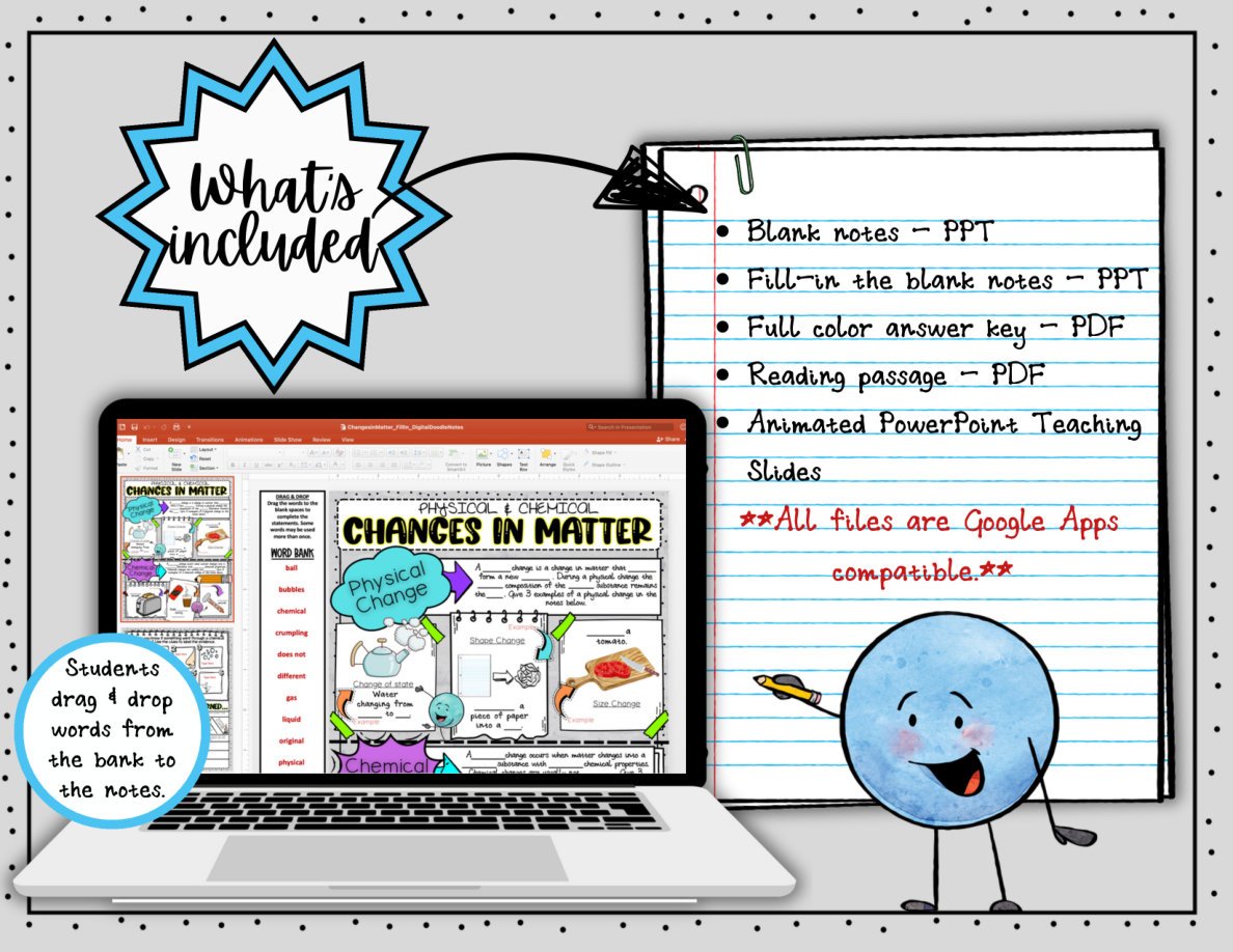 Digital Doodle ~ Physical & Chemical Changes In Matter ~ Science Doodle Notes - Image 2