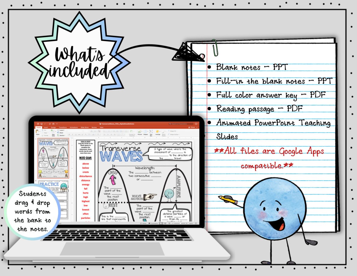 Transverse Waves Digital Doodle Notes | Science Doodle Notes - Image 2