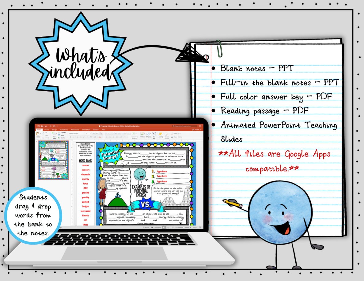 Potential and Kinetic Energy Digital Doodle Notes | Science Doodle Notes - Image 2