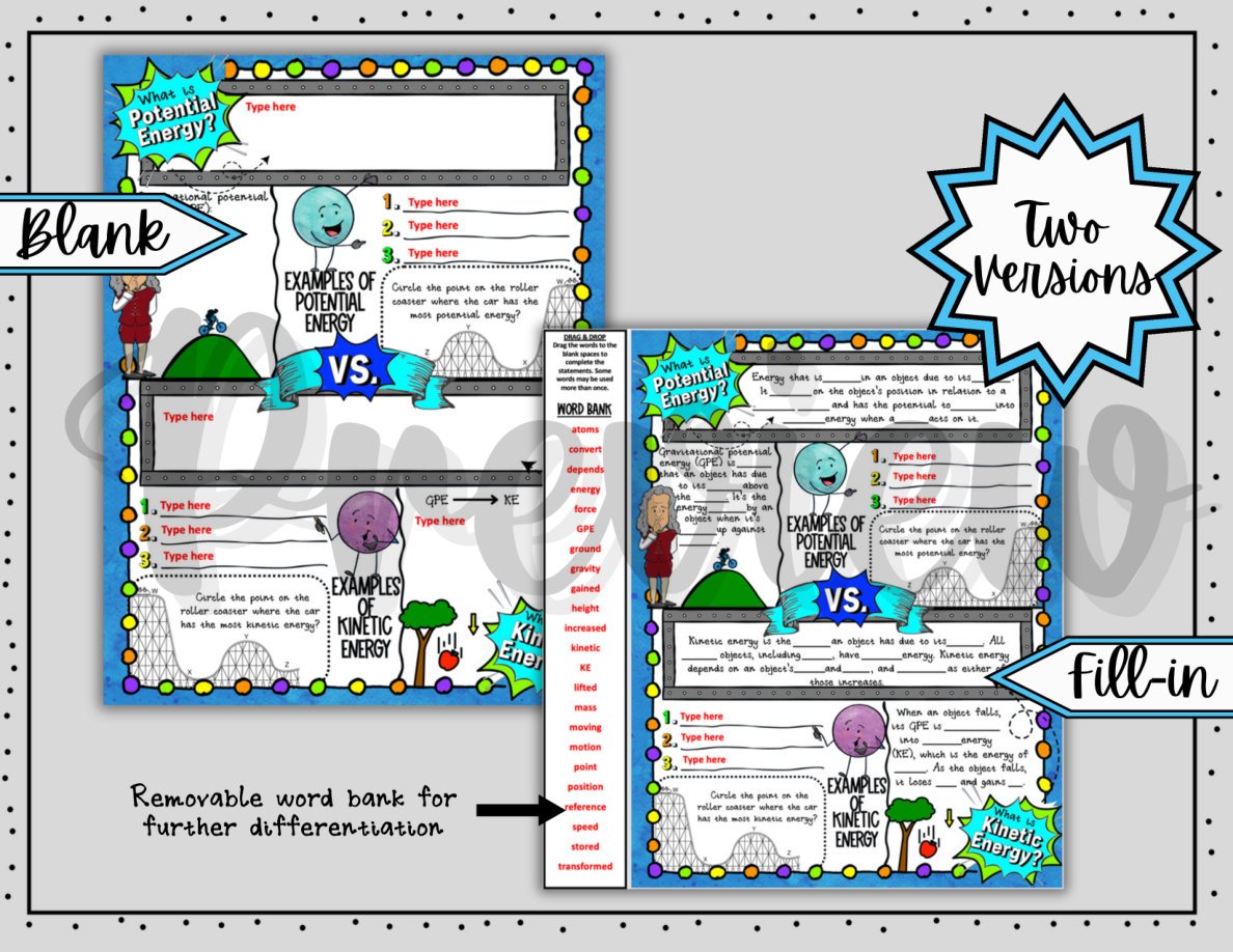 Potential and Kinetic Energy Digital Doodle Notes | Science Doodle Notes - Image 3