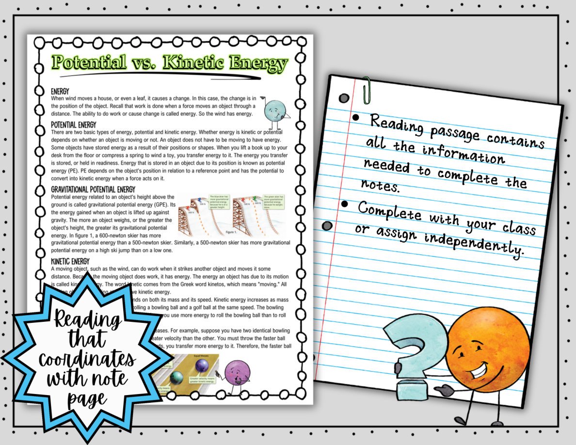 Potential and Kinetic Energy Digital Doodle Notes | Science Doodle Notes - Image 4