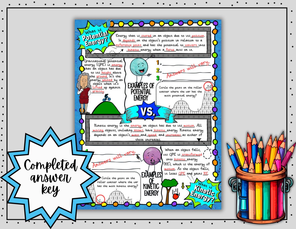 Potential and Kinetic Energy Digital Doodle Notes | Science Doodle Notes - Image 5