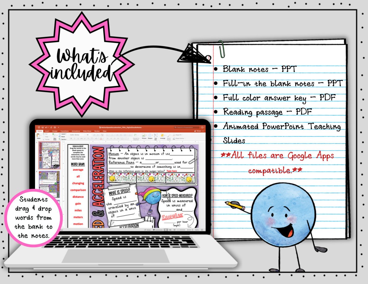 Digital Doodle Notes ~ Motion Speed & Acceleration ~ Science Doodle Notes - Image 2