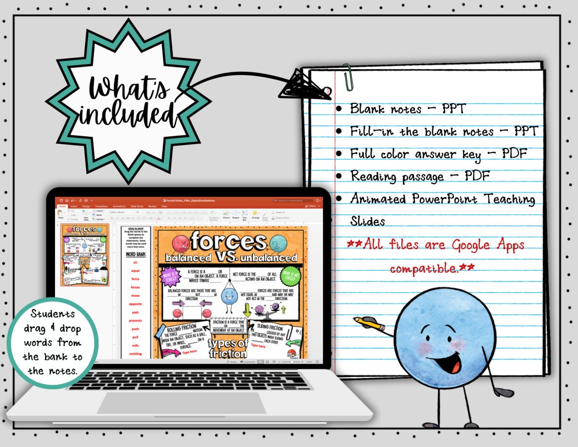 Digital Doodle Notes ~ Force & Friction ~ Science Doodle Notes - Image 2