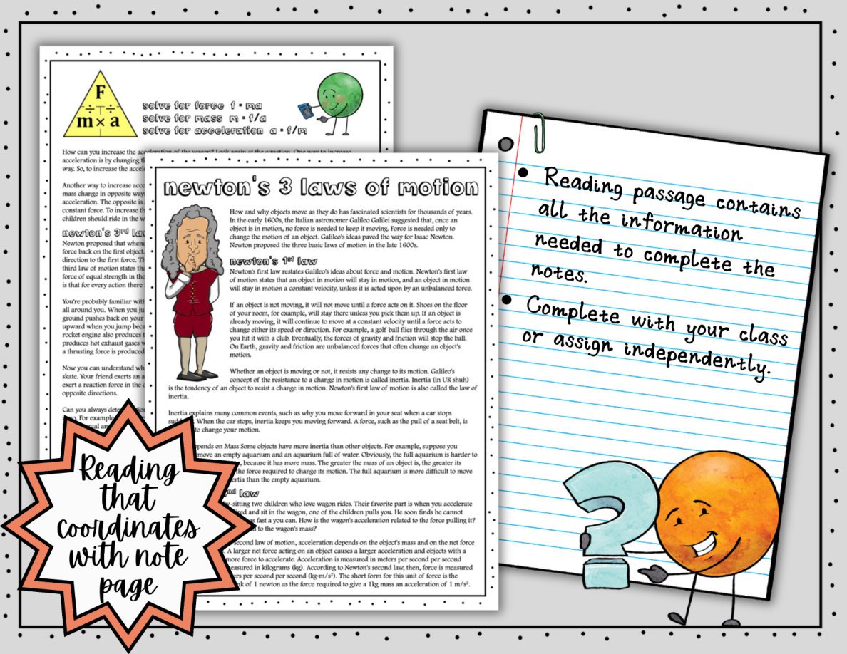 Newton's Laws of Motion Digital Doodle Notes | Science Doodle Notes - Image 4