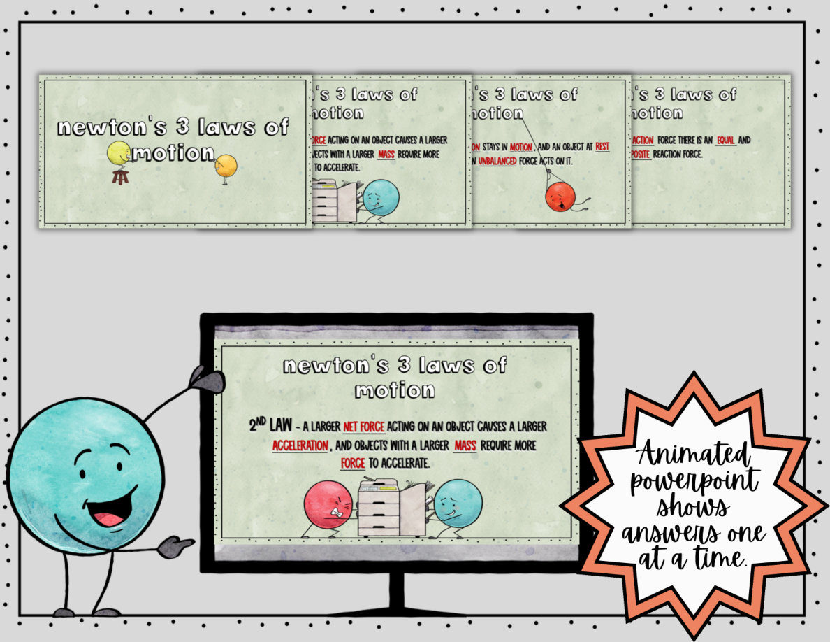 Newton's Laws of Motion Digital Doodle Notes | Science Doodle Notes - Image 6