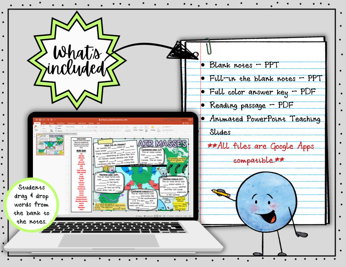 Air Masses Digital Doodle Notes | Science Doodle Notes - Image 2