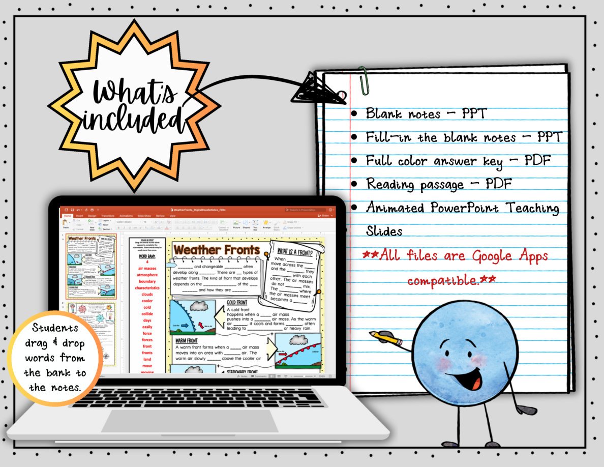 Weather Fronts Digital Doodle Notes | Science Doodle Notes - Image 2