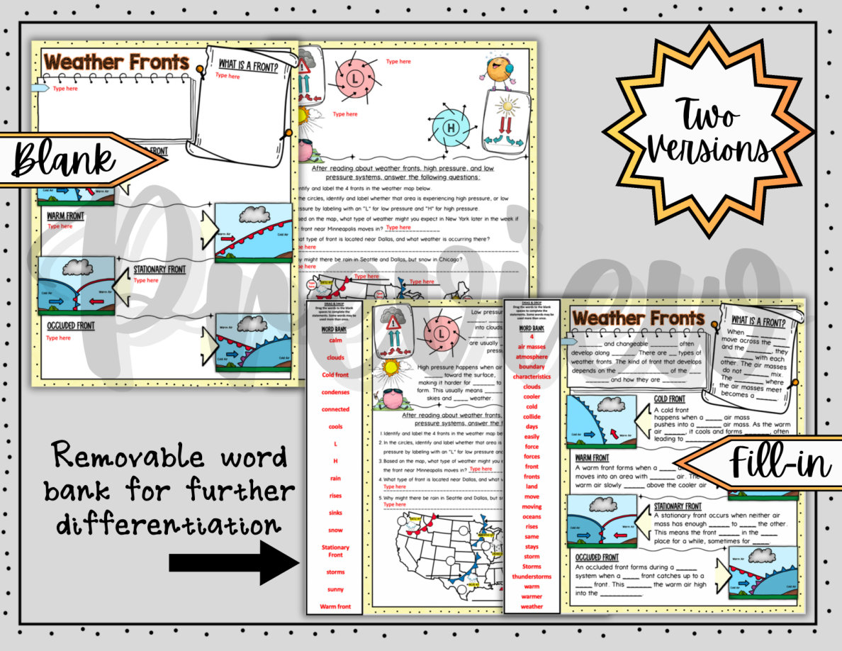 Weather Fronts Digital Doodle Notes | Science Doodle Notes - Image 3
