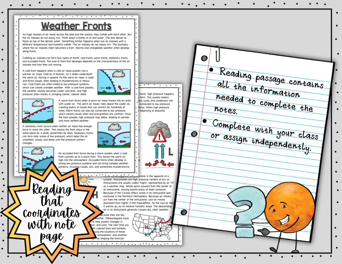 Weather Fronts Digital Doodle Notes | Science Doodle Notes - Image 4