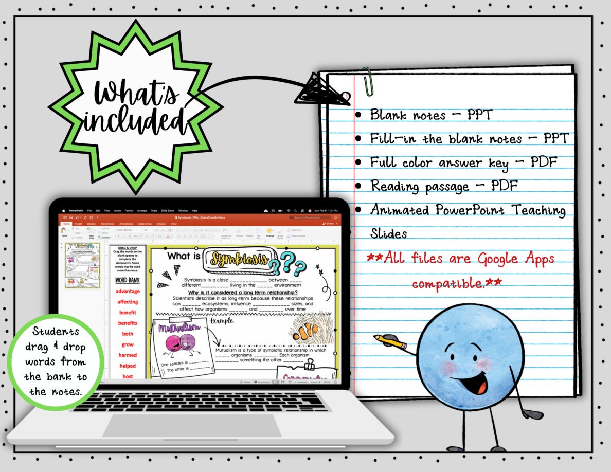 Symbiosis | Symbiotic Relationships | Science Digital Doodle Notes - Image 2