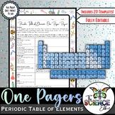 Periodic Table of Elements ~ Science One Pager Research Project