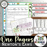 Newton's Laws of Motion One Pager Project ~ Science One Pager Research Project