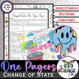 Change of State One Pager Project ~ Science One Pager Research Project