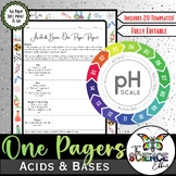 Acids & Bases One Pager Project ~ Science One Pager Research Project