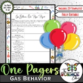 Gas Behavior One Pager Project ~ Science One Pager Research Project