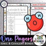 Ionic & Covalent Bonds One Pager Project ~ Science One Pager Research Project