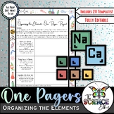 Organizing the Elements One Pager Project ~ Science One Pager Research Project