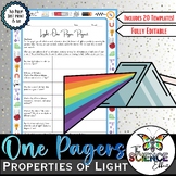 Properties of Light One Pager Project ~ Science One Pager Research