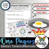 Energy Transformations One Pager Project | Middle School Physics Activity