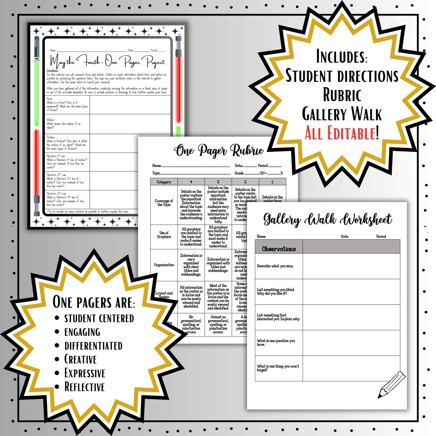 May the Fourth Be with You ~ Force & Motion ~ Science One Pager Research Project - Image 3