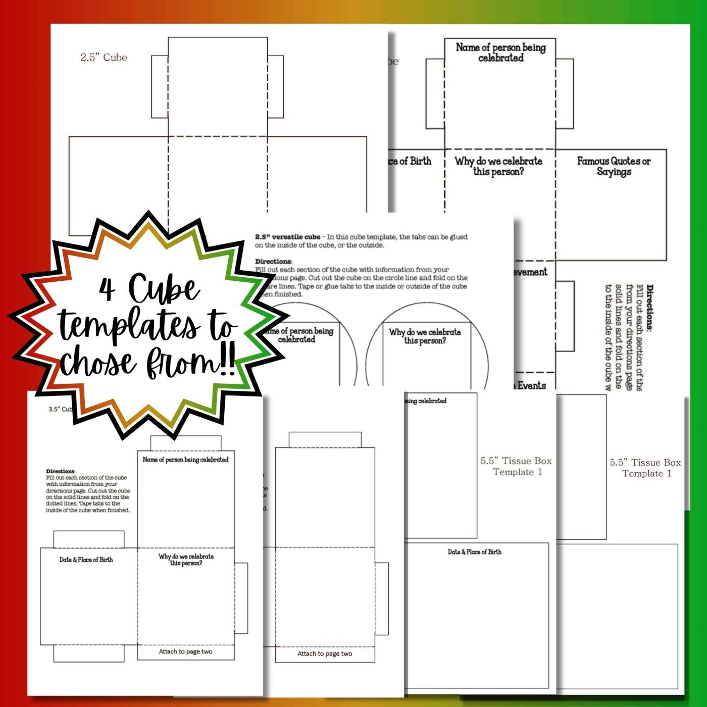 Black History Month 3D Research Project Cube | Biography Research Activity - Image 3