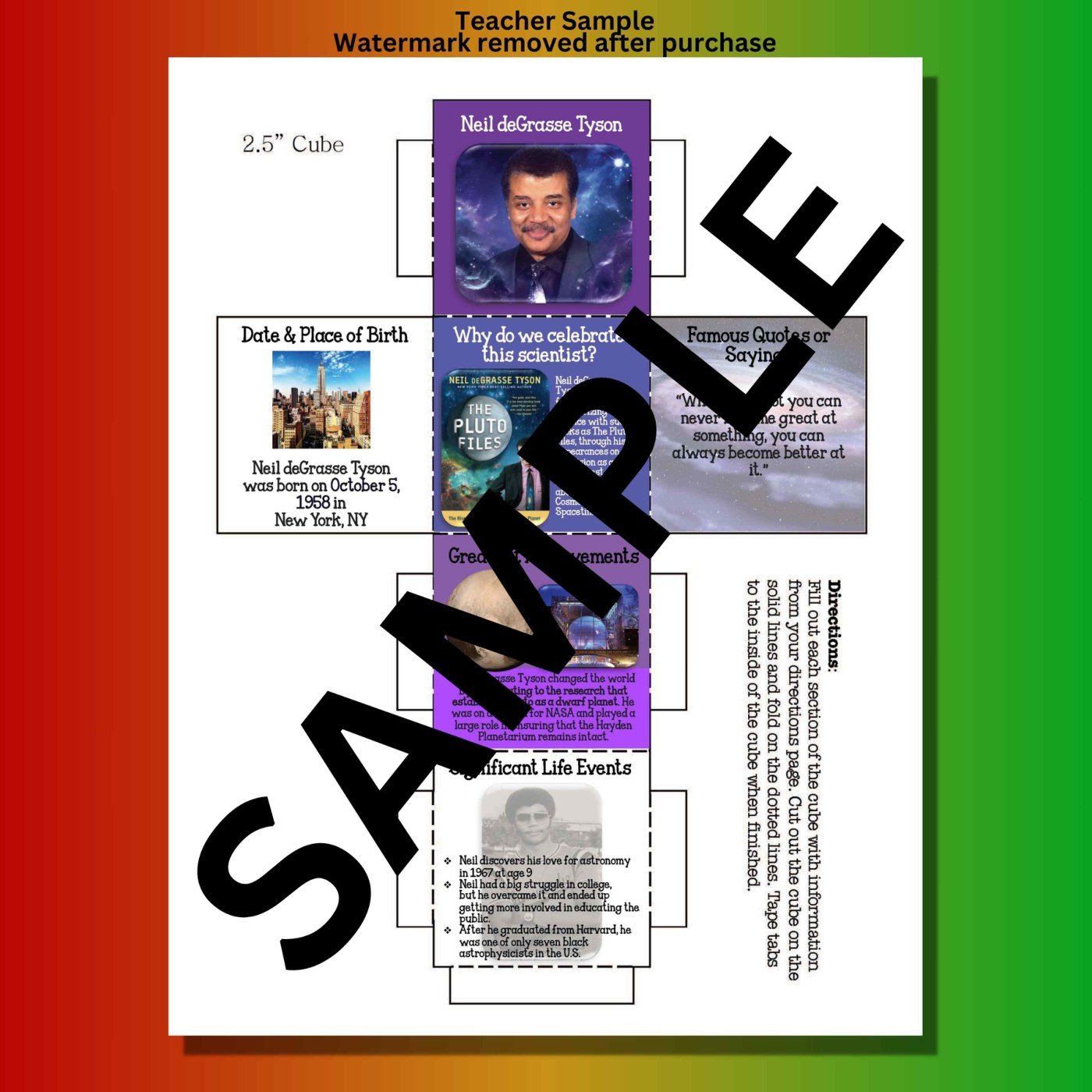 Black History Month 3D Research Project Cube | Biography Research Activity - Image 4