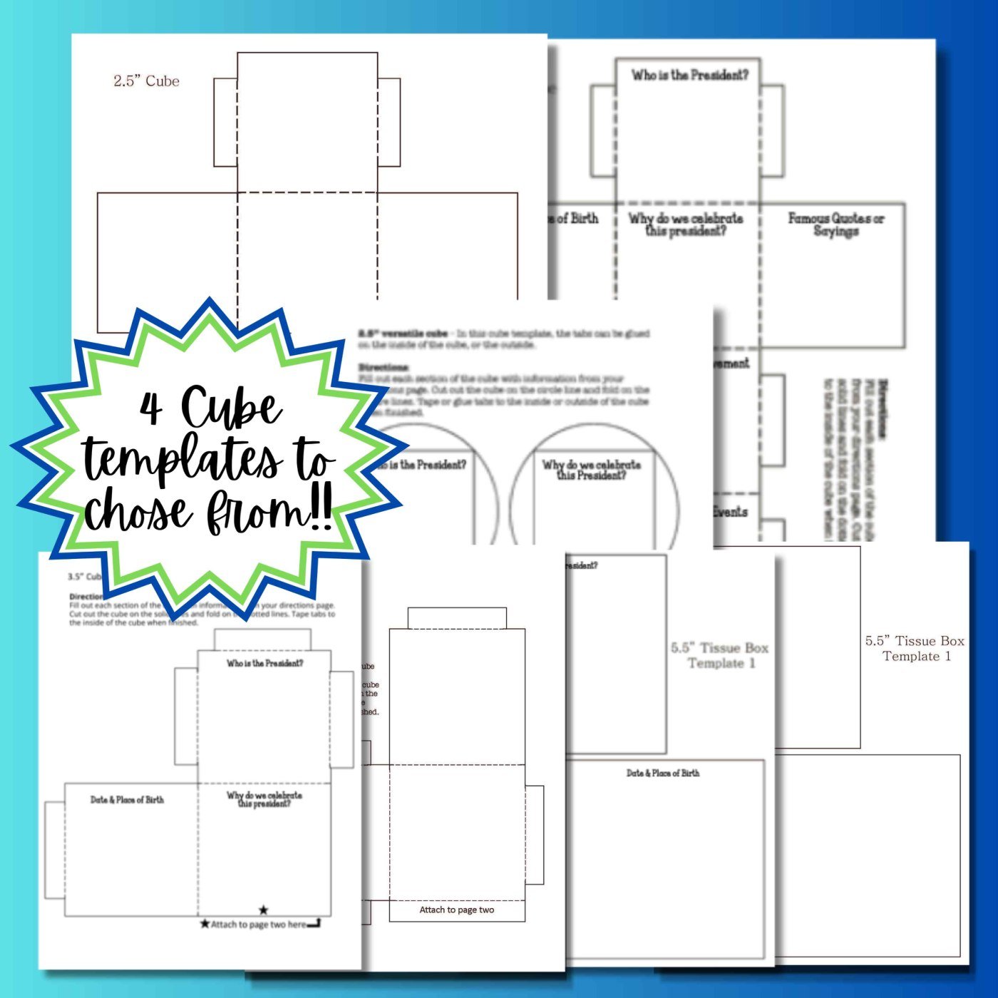 American Presidents 3D Research Project Cube | U.S. History & Biography Activity - Image 3