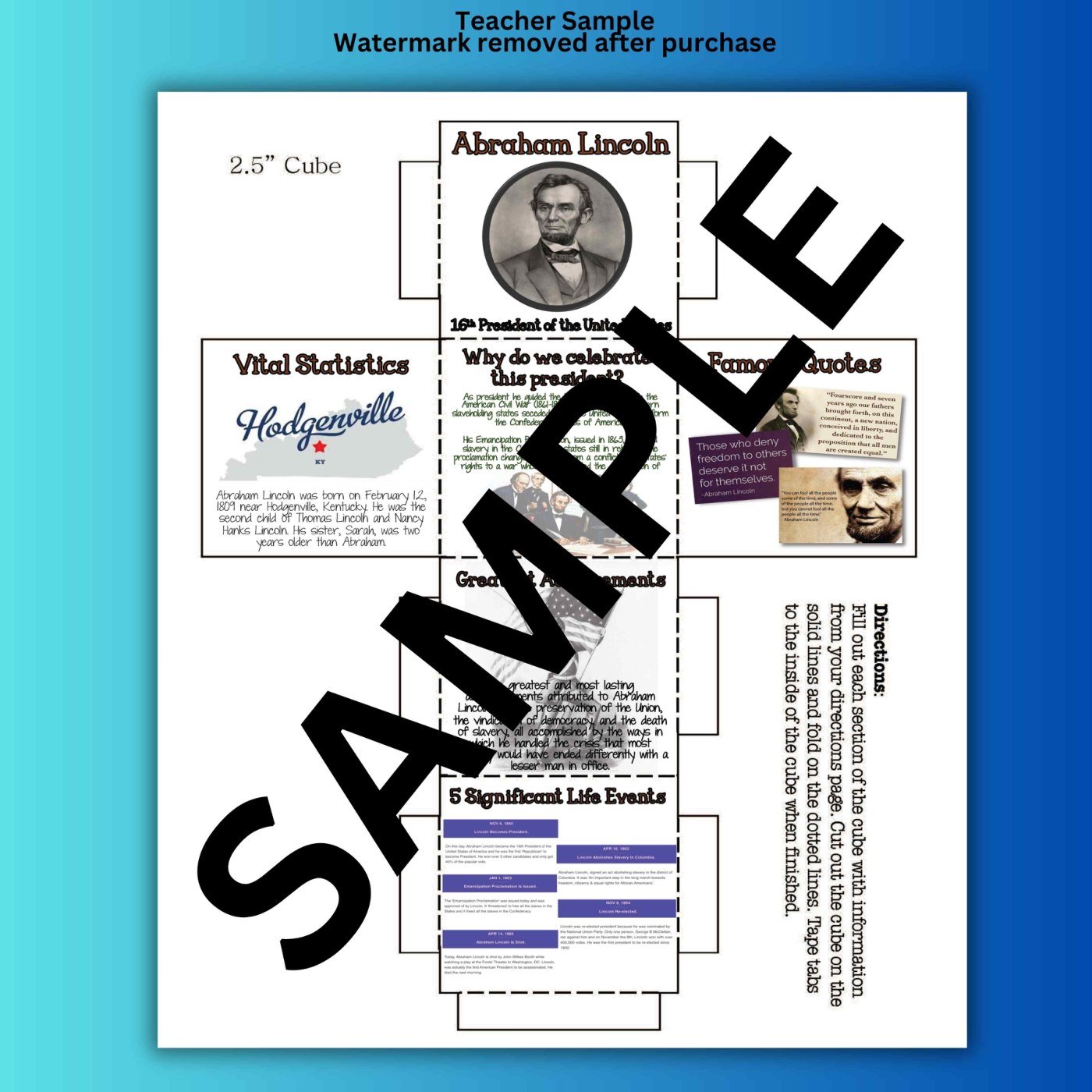 American Presidents 3D Research Project Cube | U.S. History & Biography Activity - Image 4